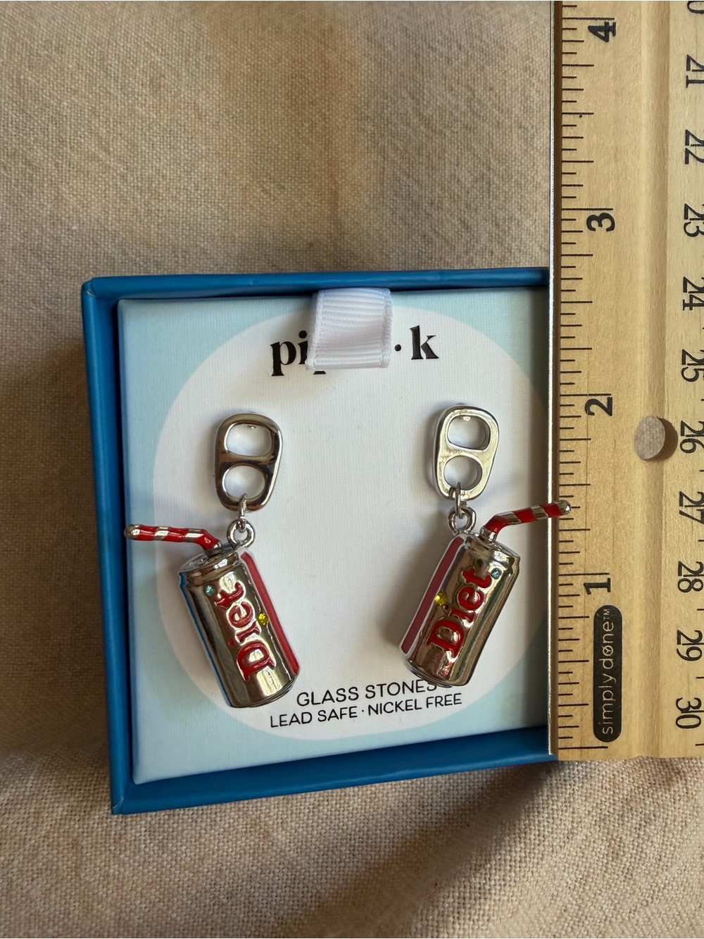 NIB~ Diet Coke Can Charm Earrings with glass crystal accents. - Picture 3 of 3